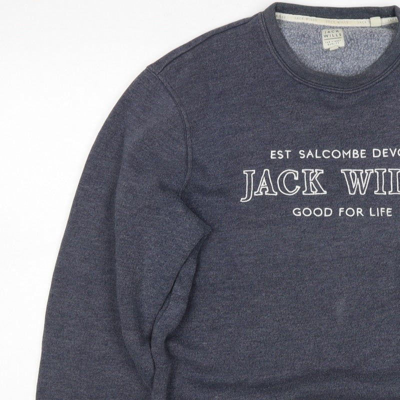 Jack Wills Unisex Adults Grey M Pullover Sweatshirt Logo Crew Neck