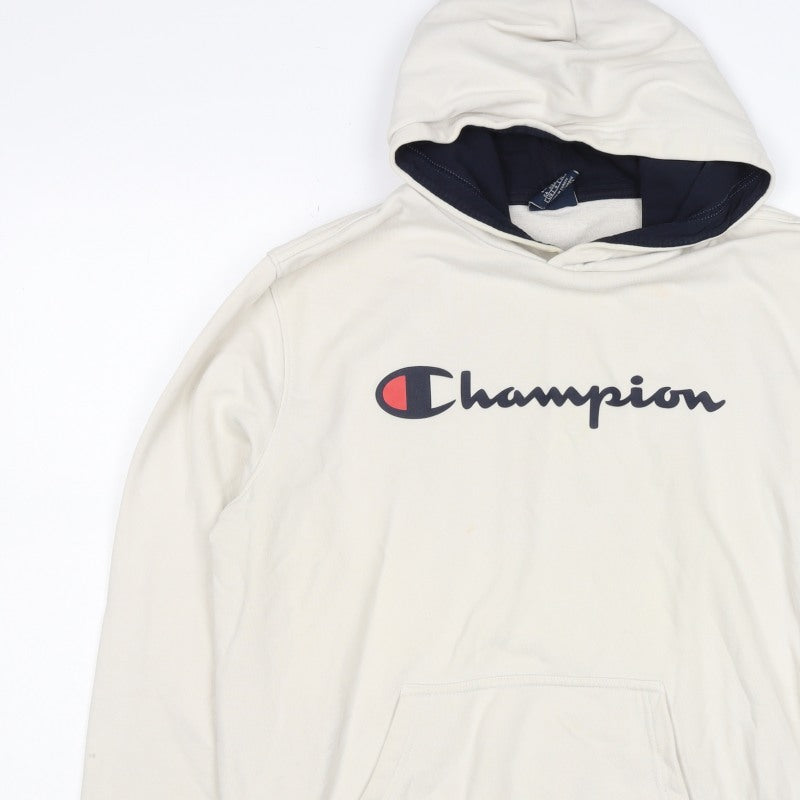 Champion Women’s Ivory Large Logo Pullover Hoodie Fleece