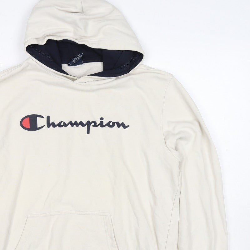 Champion Women’s Ivory Large Logo Pullover Hoodie Fleece