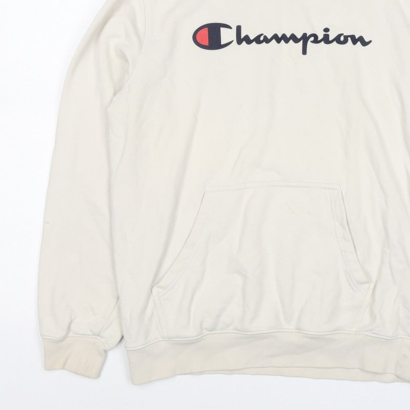 Champion Women’s Ivory Large Logo Pullover Hoodie Fleece