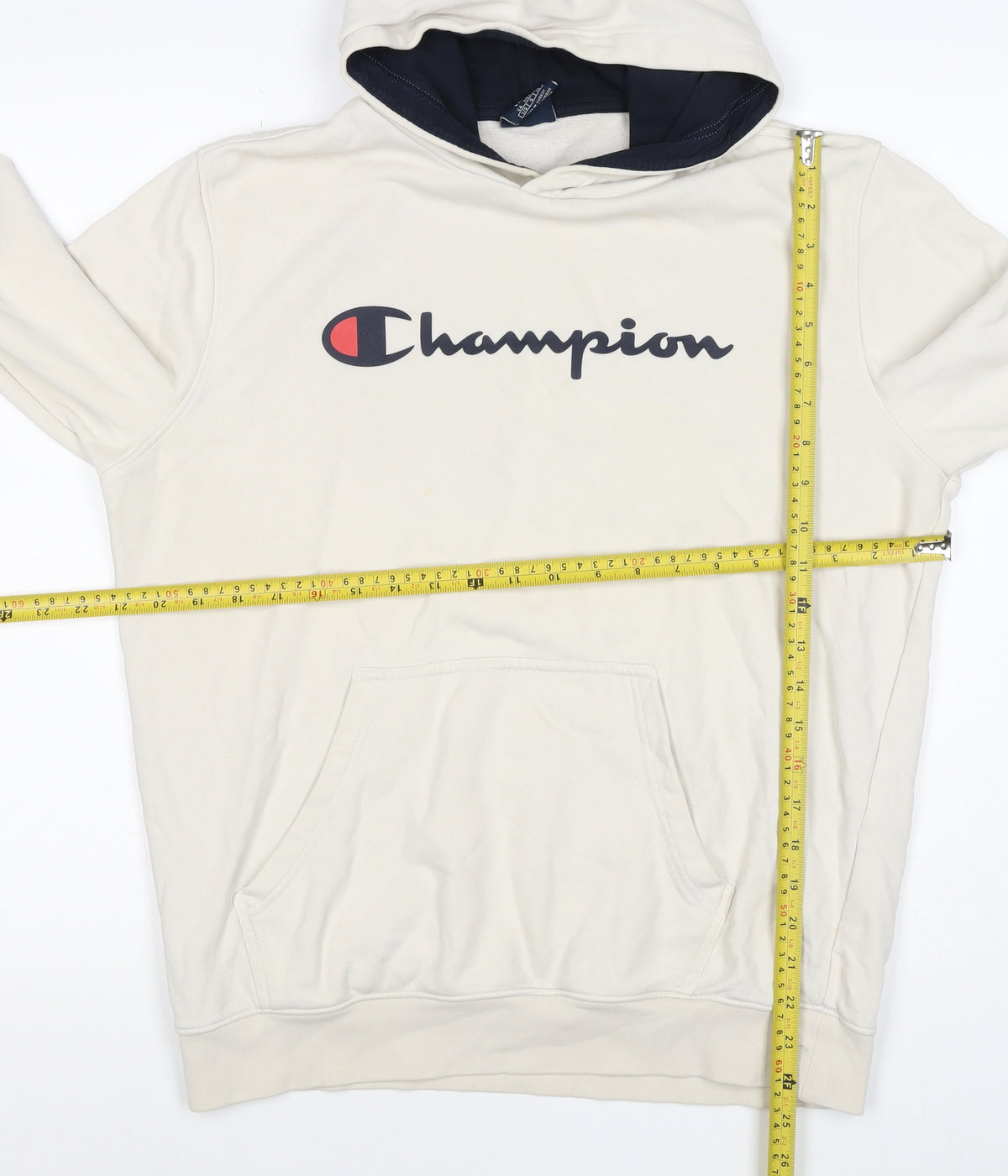 Champion Women’s Ivory Large Logo Pullover Hoodie Fleece