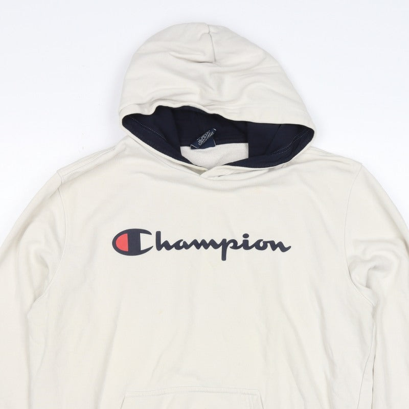 Champion Women’s Ivory Large Logo Pullover Hoodie Fleece