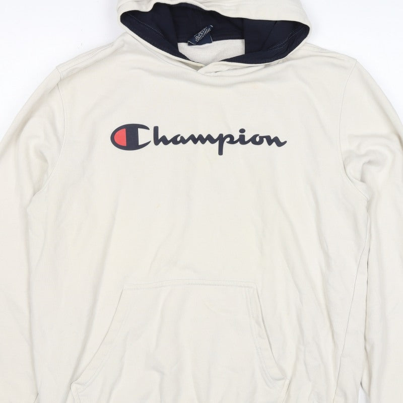 Champion Women’s Ivory Large Logo Pullover Hoodie Fleece