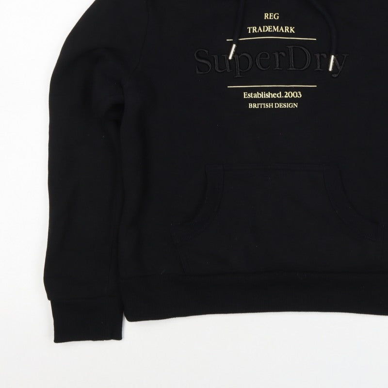 Superdry Women’s Black UK 8 Fur Lined Logo Pullover Hoodie