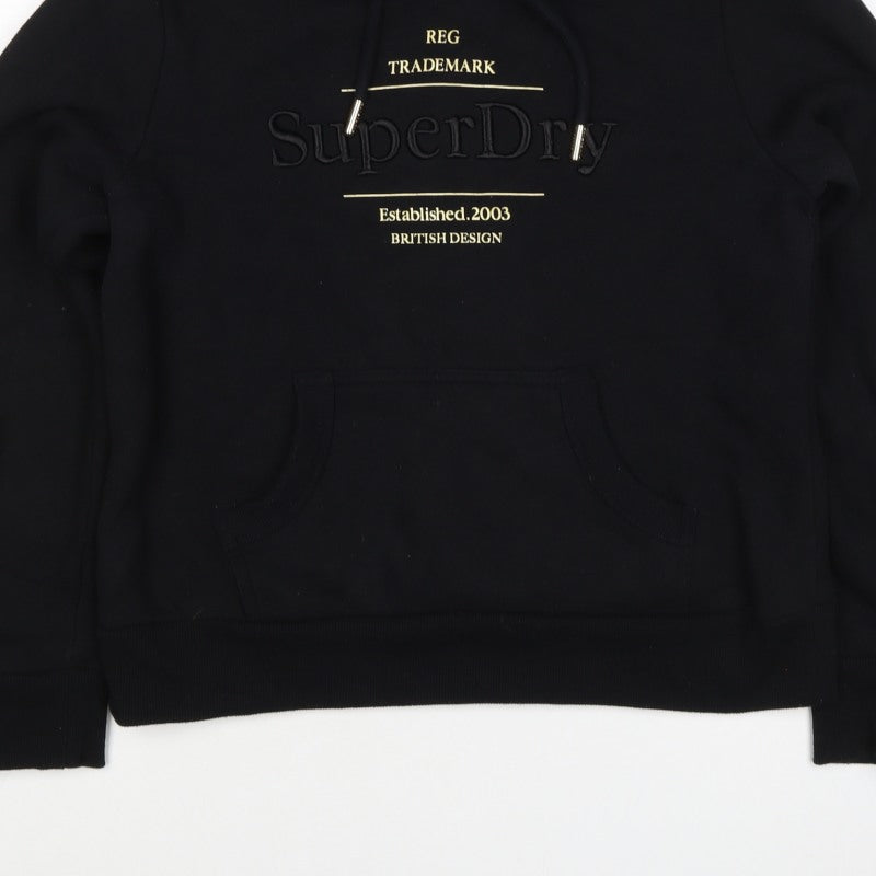 Superdry Women’s Black UK 8 Fur Lined Logo Pullover Hoodie