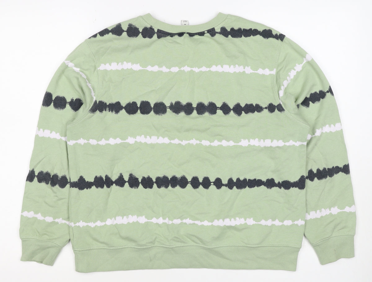 Marks and Spencer Women’s Green M Striped Crew Neck Pullover Sweatshirt