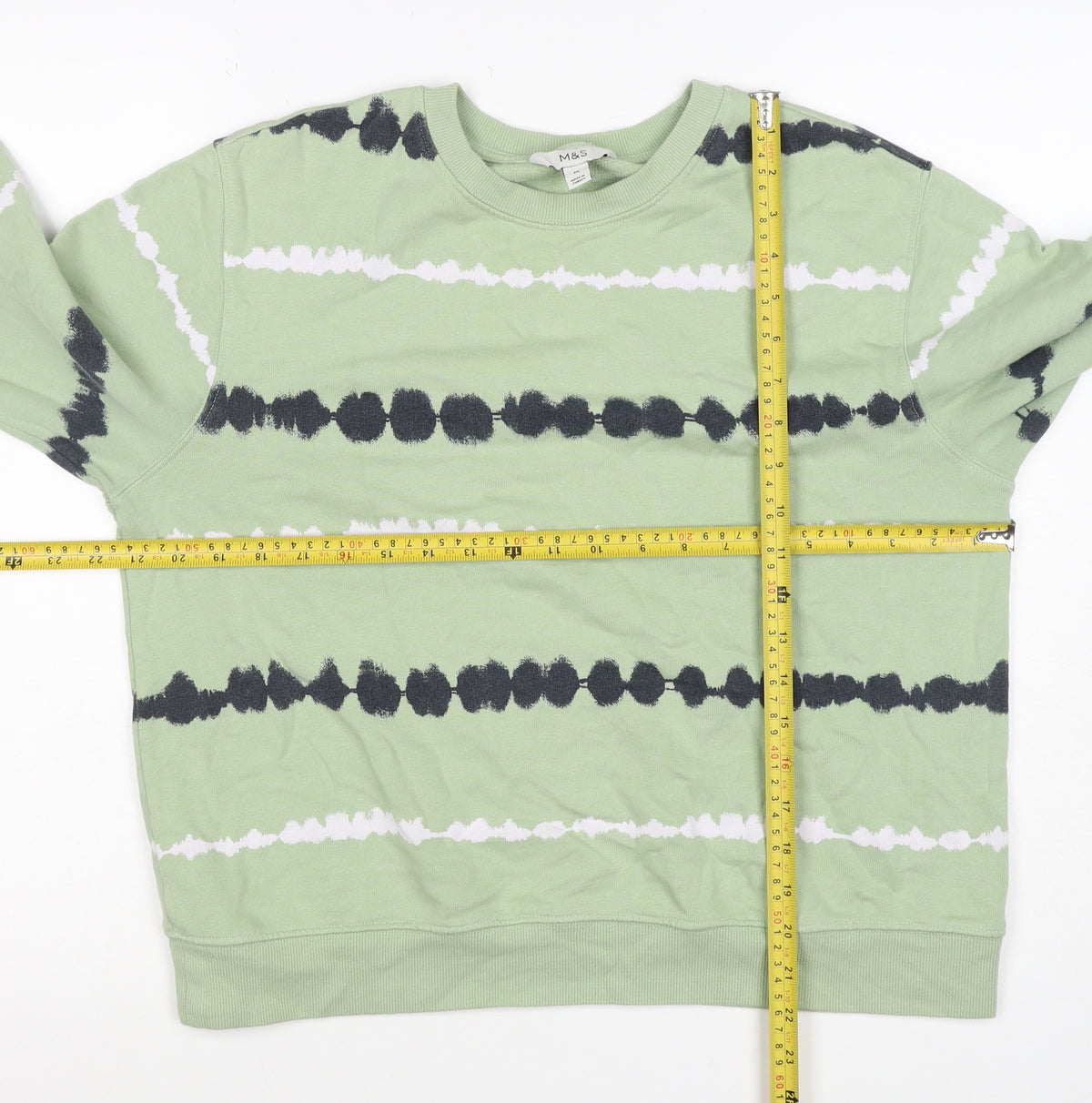 Marks and Spencer Women’s Green M Striped Crew Neck Pullover Sweatshirt