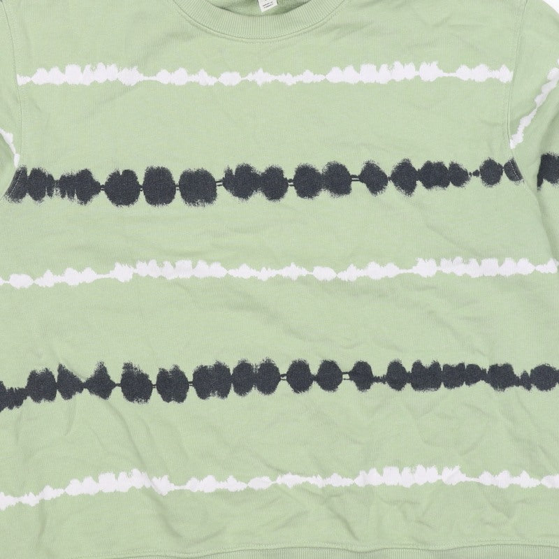 Marks and Spencer Women’s Green M Striped Crew Neck Pullover Sweatshirt