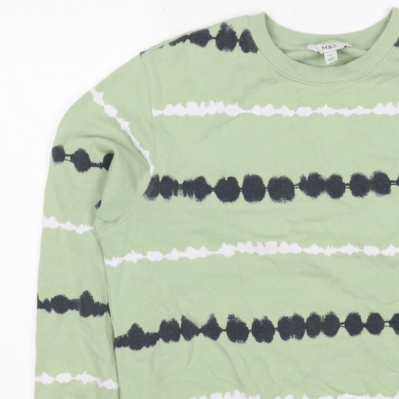 Marks and Spencer Women’s Green M Striped Crew Neck Pullover Sweatshirt