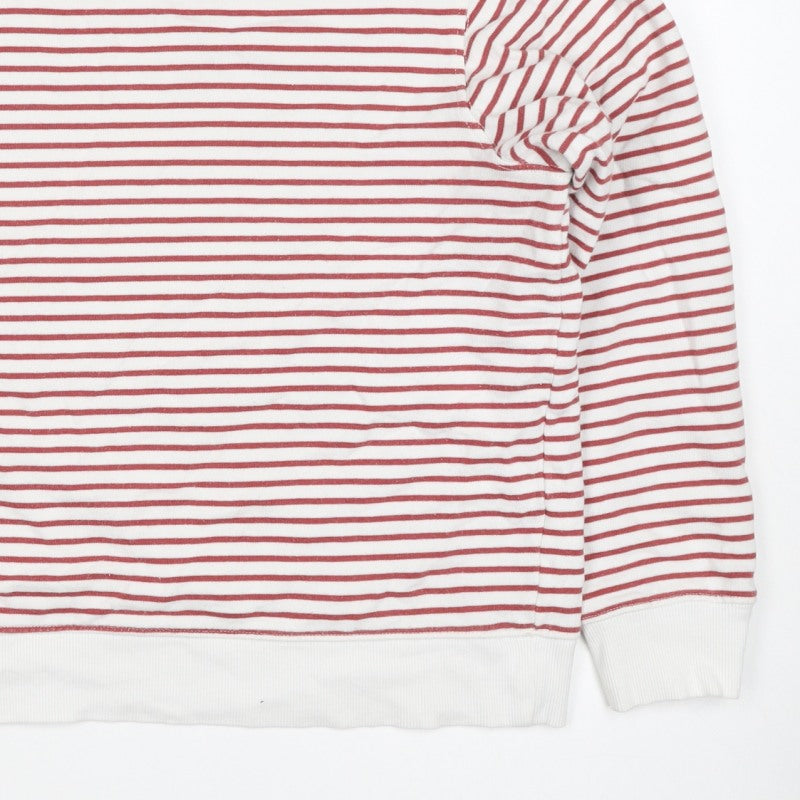 M&S Women’s White Red Striped Crew Neck Raglan Sweatshirt Size M