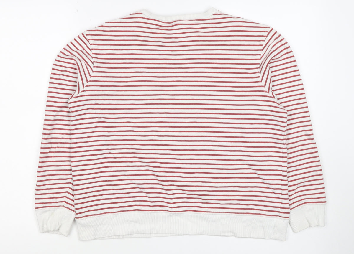 M&S Women’s White Red Striped Crew Neck Raglan Sweatshirt Size M