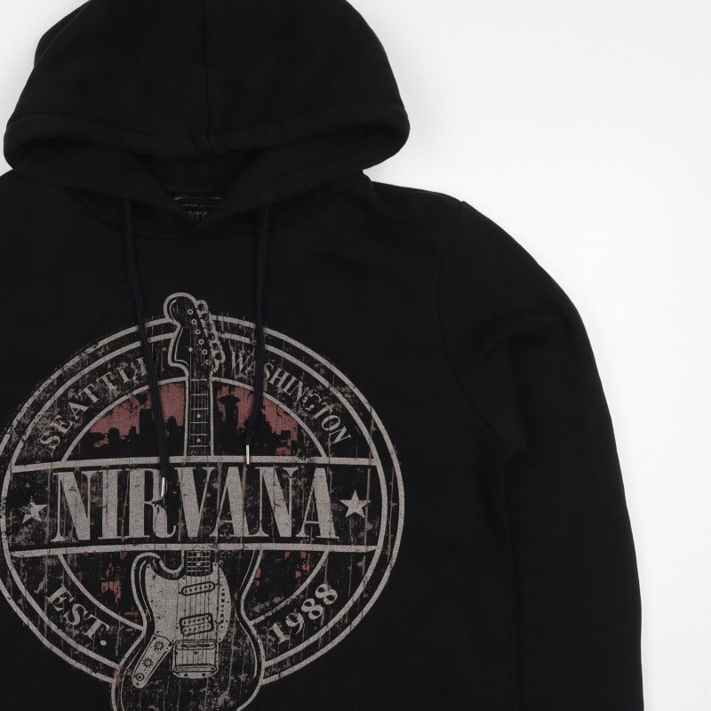 Koton Men’s Black S Nirvana Graphic Print Pullover Hoodie
