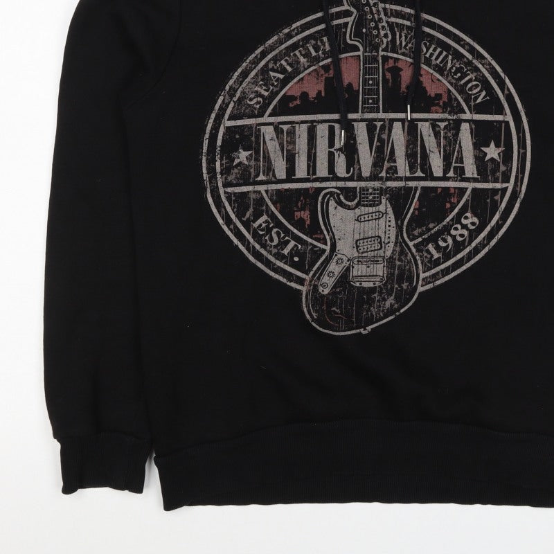 Koton Men’s Black S Nirvana Graphic Print Pullover Hoodie