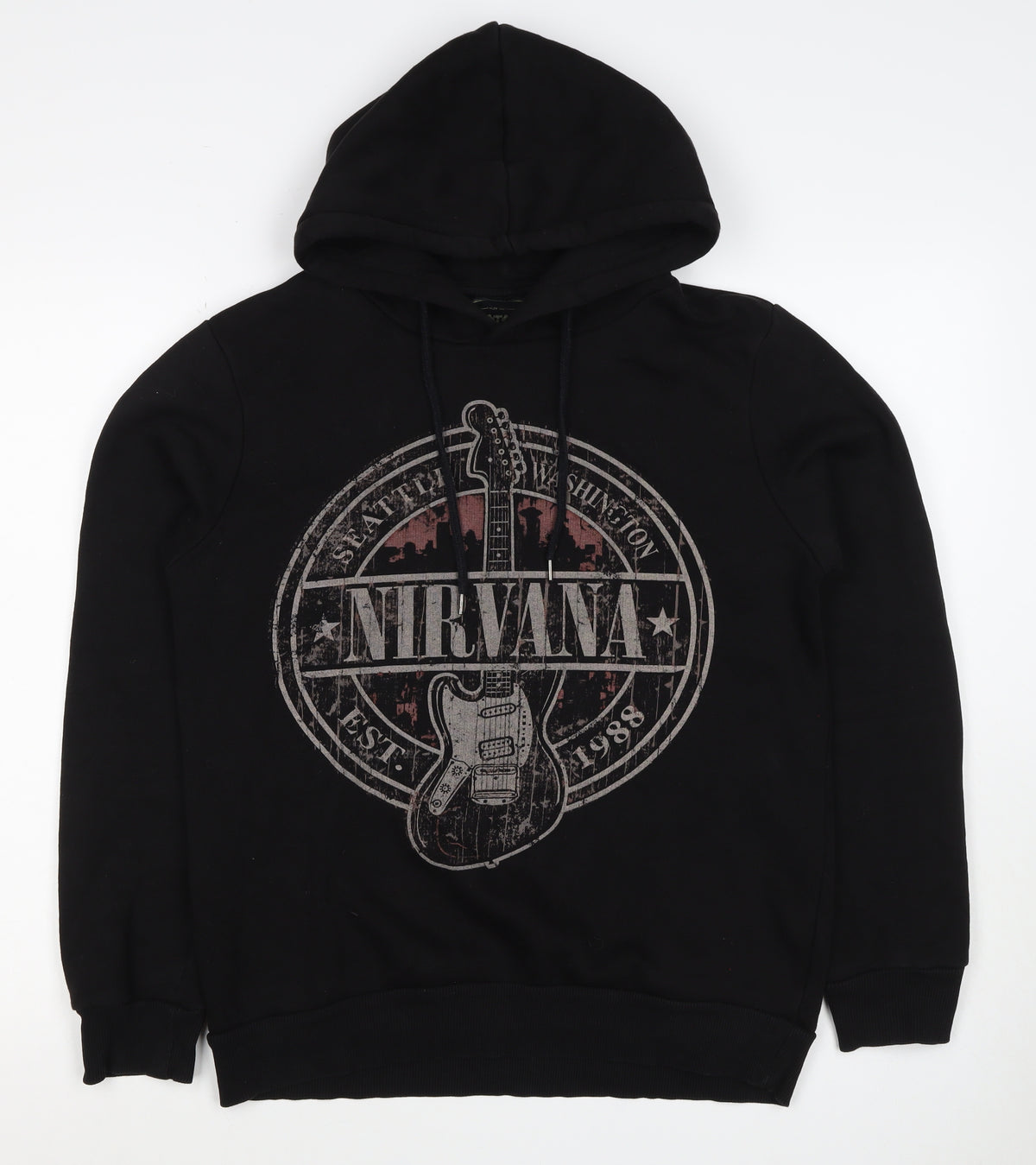 Koton Men’s Black S Nirvana Graphic Print Pullover Hoodie