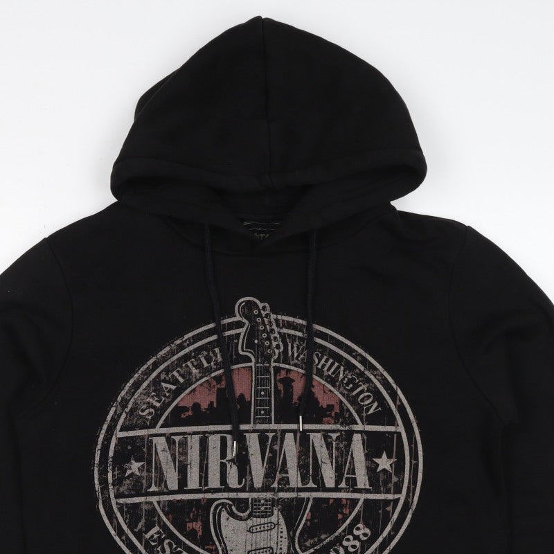 Koton Men’s Black S Nirvana Graphic Print Pullover Hoodie