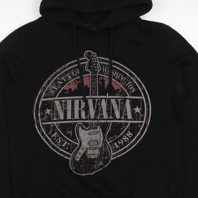 Koton Men’s Black S Nirvana Graphic Print Pullover Hoodie