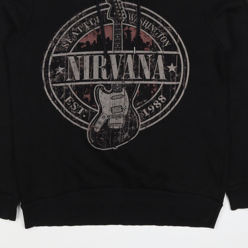 Koton Men’s Black S Nirvana Graphic Print Pullover Hoodie
