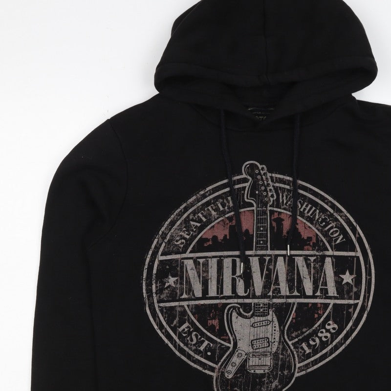 Koton Men’s Black S Nirvana Graphic Print Pullover Hoodie