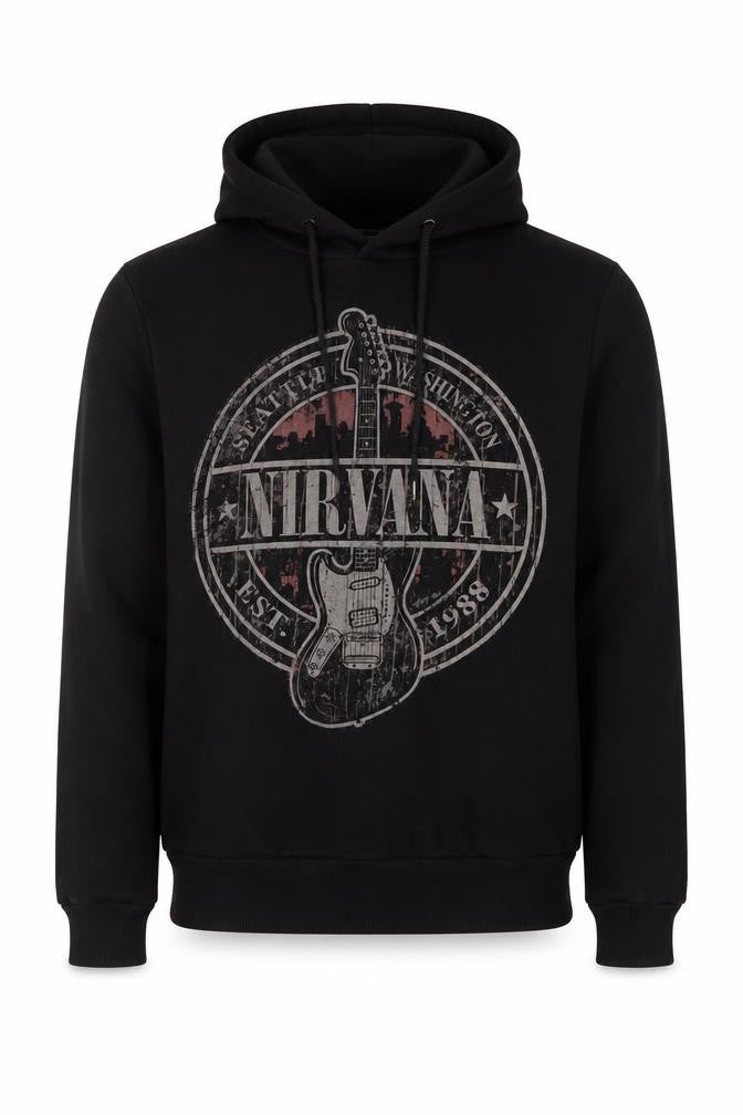 Koton Men’s Black S Nirvana Graphic Print Pullover Hoodie