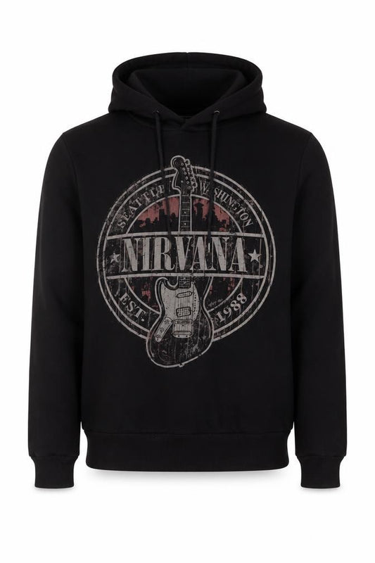 Koton Men’s Black S Nirvana Graphic Print Pullover Hoodie