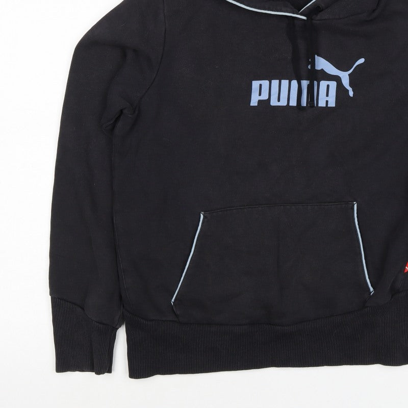Puma Women’s Black Blue Logo Pullover Hoodie UK 14 L