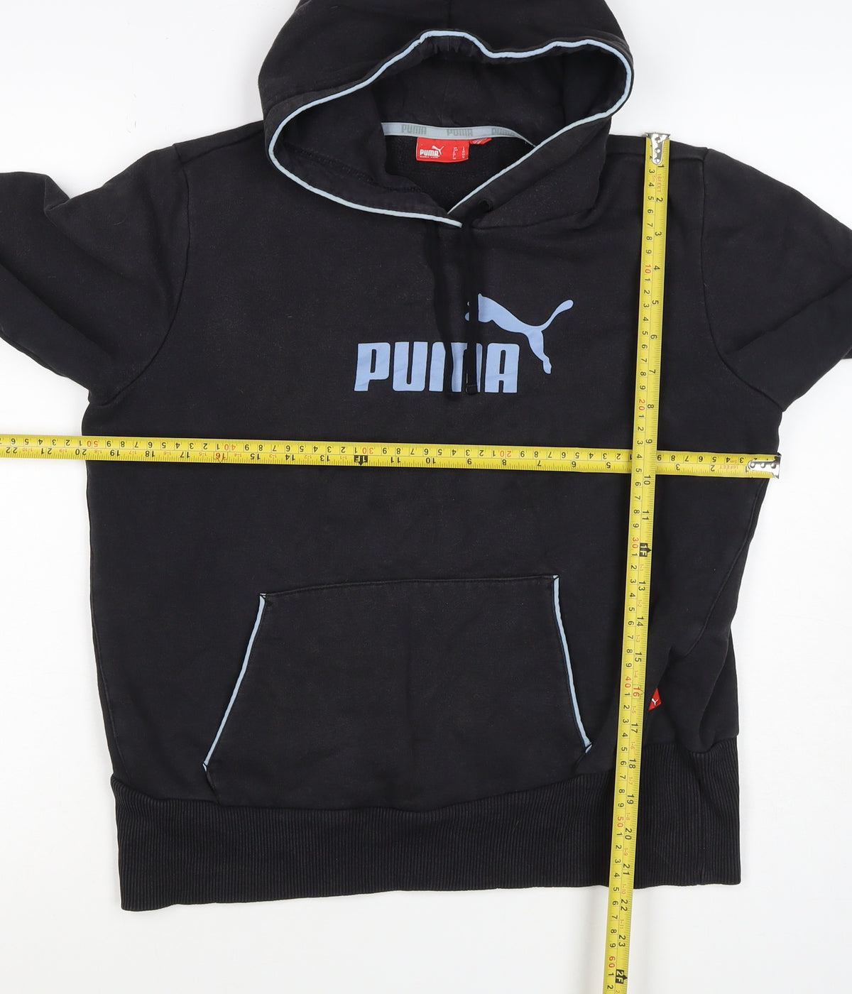 Puma Women’s Black Blue Logo Pullover Hoodie UK 14 L