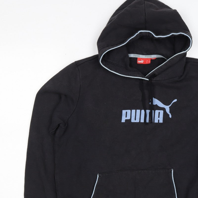 Puma Women’s Black Blue Logo Pullover Hoodie UK 14 L