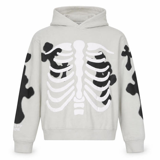 boohooMAN Men's Grey XS Skeleton Graphic Pullover Hoodie Gothic