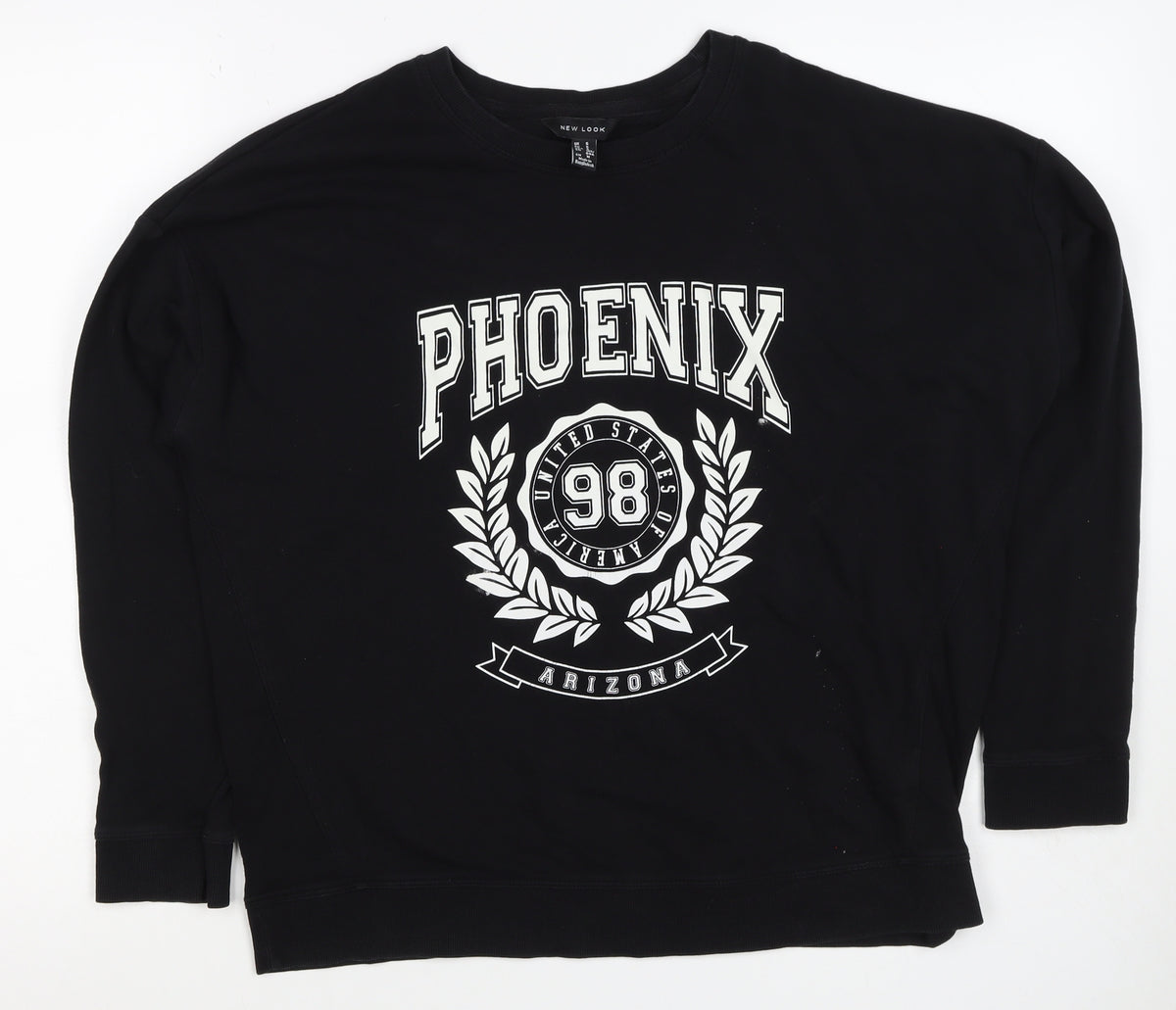 New Look Womens Black UK 8 Phoenix Arizona Graphic Pullover Sweatshirt