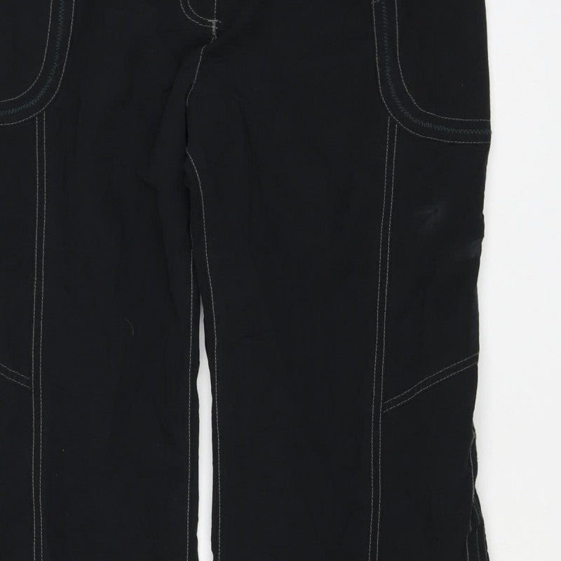 Next Women Black Cargo Trousers Size 16 Regular Cotton Nylon