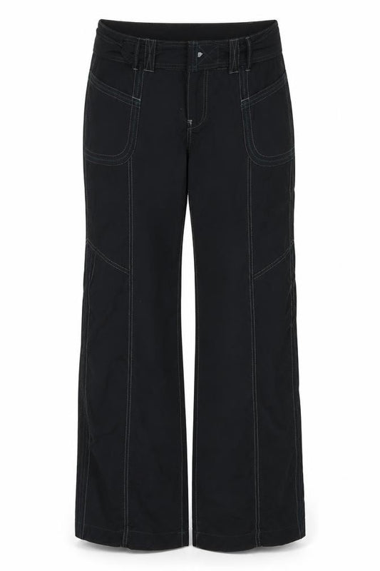 Next Women Black Cargo Trousers Size 16 Regular Cotton Nylon