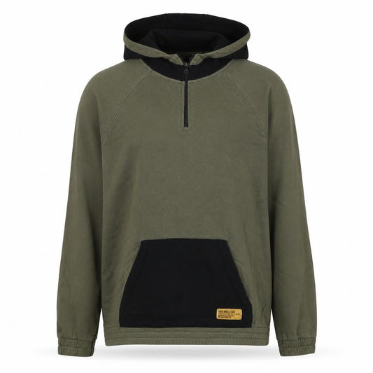 Vans Men’s Green Black M 1/4 Zip Hooded Pullover Hoodie