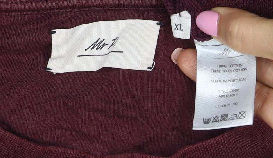 Mr P. Men’s Red XL Crew Neck Pullover Cotton Sweatshirt