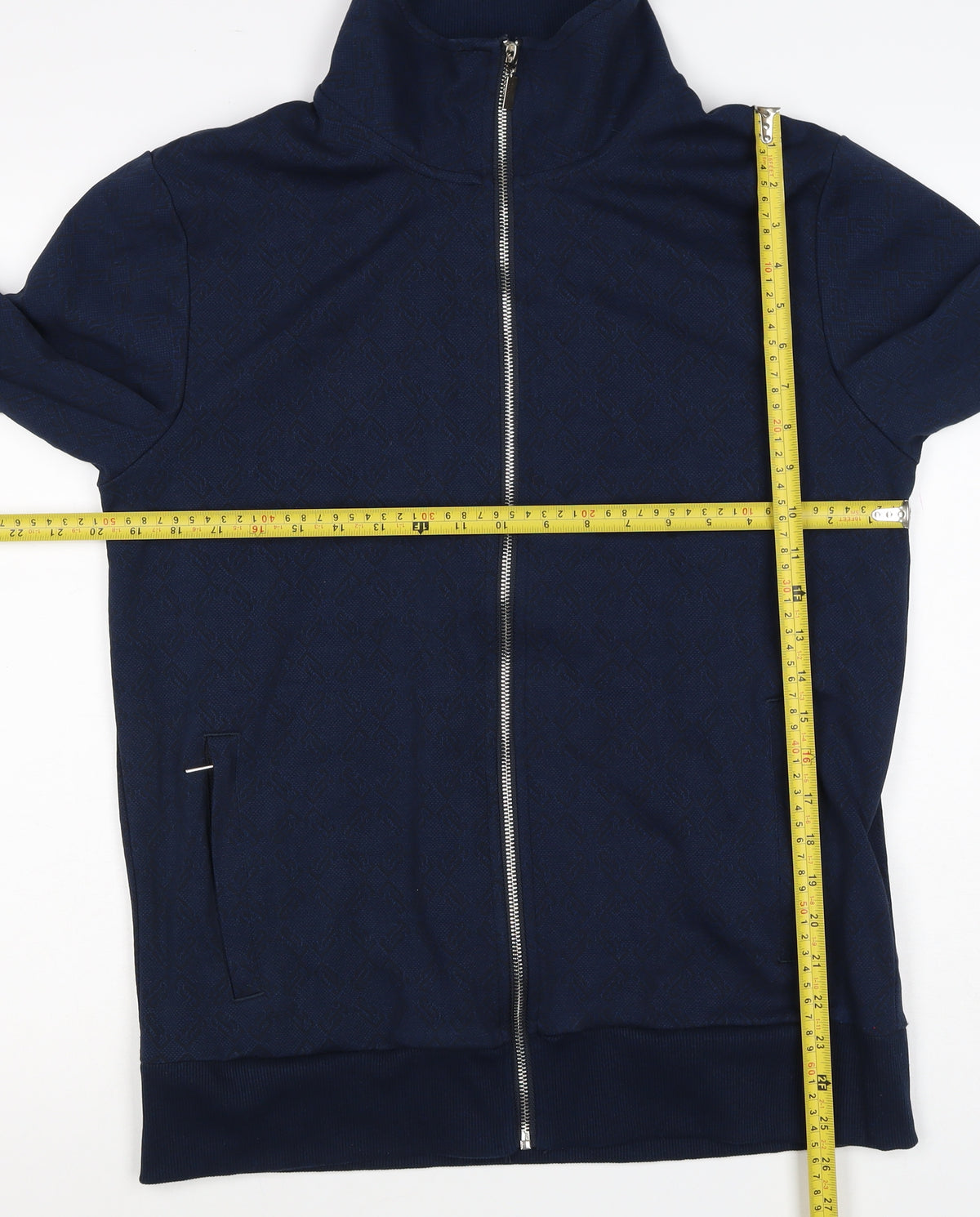 Diverse Men’s Blue L Full Zip Geometric High Neck Sweatshirt