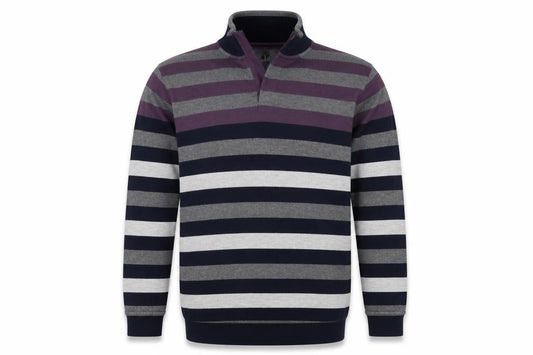 Hajo Men’s Multicoloured Striped L 1/2 Zip High Neck Knit Jumper