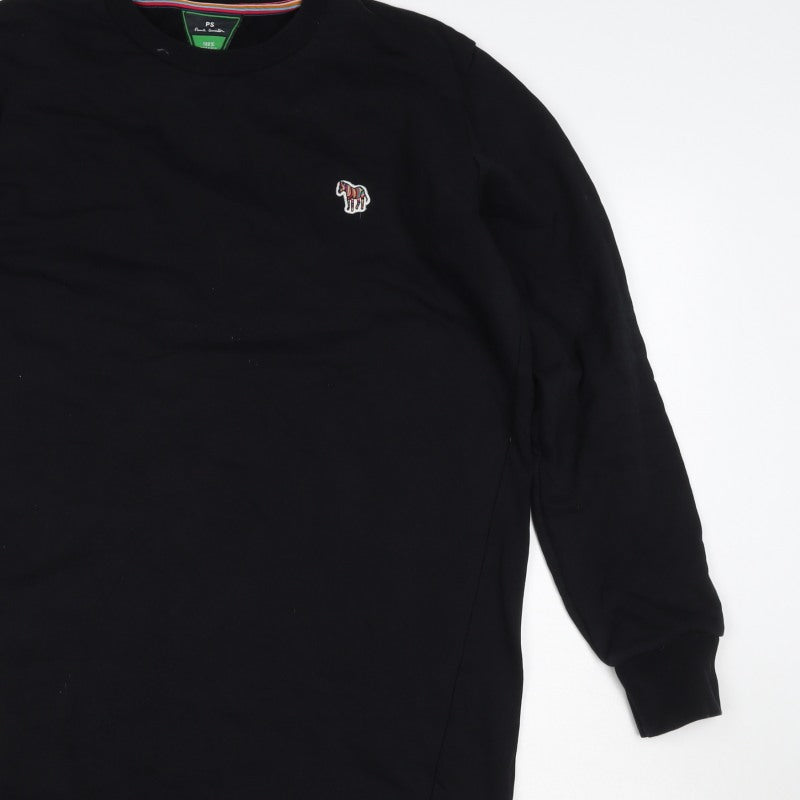 Paul Smith Womens Black M Longline Zebra Embroidered Tunic Sweatshirt