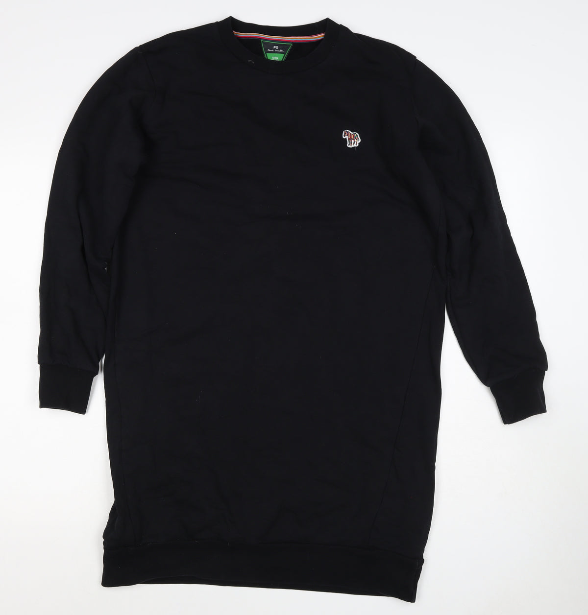 Paul Smith Womens Black M Longline Zebra Embroidered Tunic Sweatshirt