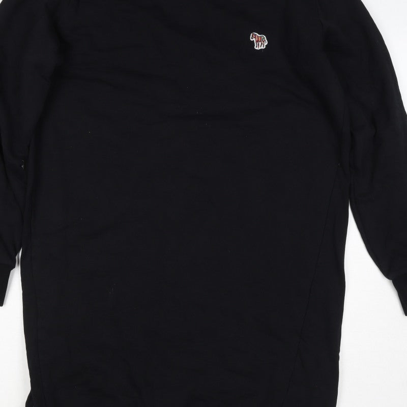 Paul Smith Womens Black M Longline Zebra Embroidered Tunic Sweatshirt