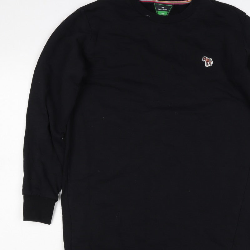 Paul Smith Womens Black M Longline Zebra Embroidered Tunic Sweatshirt