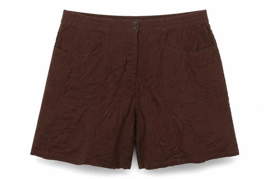 Next Women’s Brown Linen Relaxed Shorts UK 22 Plus Size Pockets