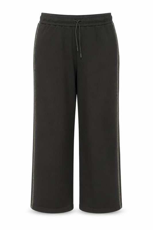 H&M Women Black Size 12 Straight Leg Drawstring Reflective Jogger Trousers