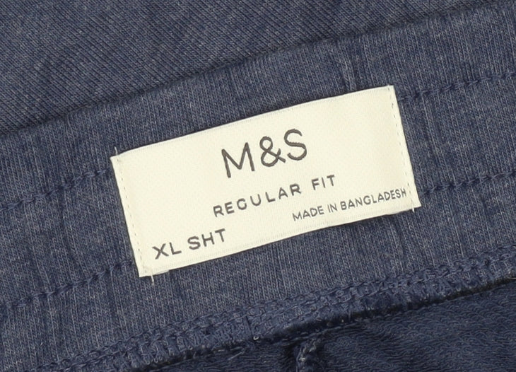 Marks and Spencer Mens Blue XL Short Jogger Drawstring Trousers