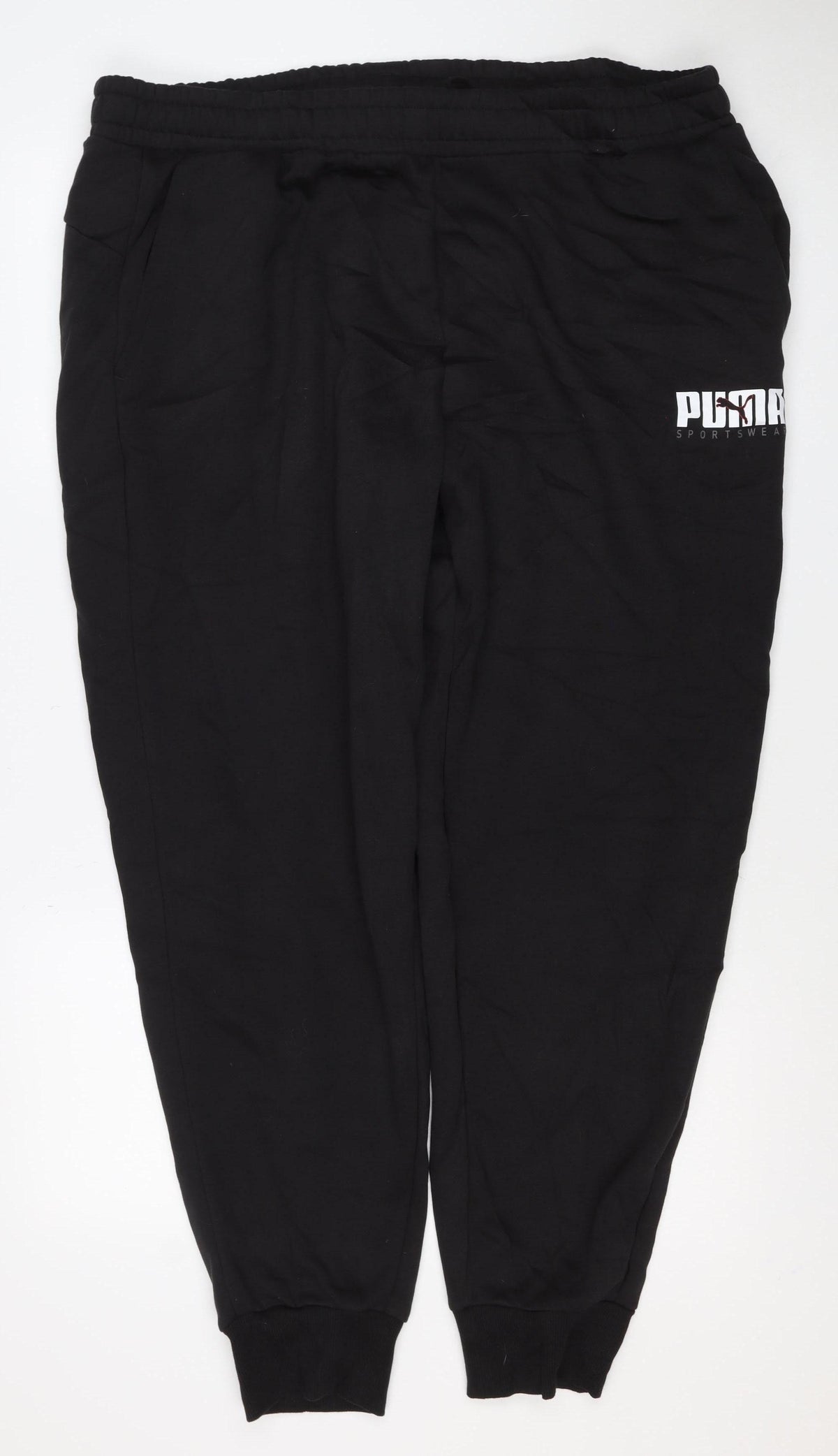 Puma Men’s Black 2XL Jogger Sweatpants Logo Elastic Waist