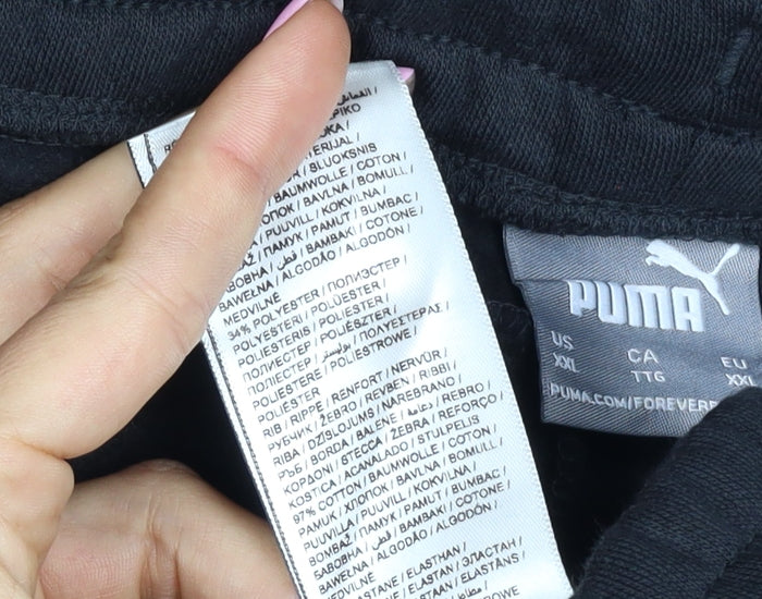 Puma Men’s Black 2XL Jogger Sweatpants Logo Elastic Waist