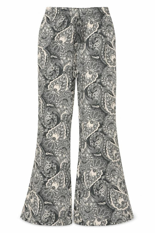 Nasty Gal Women Grey Paisley Flared Stretch Trousers UK 8