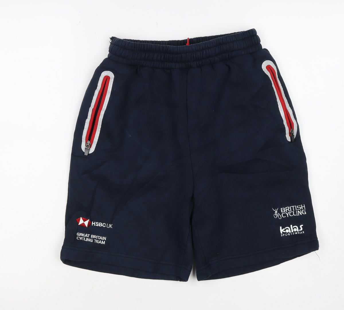 Kalas Men’s Navy S British Cycling Team Sweat Shorts Zip Pockets