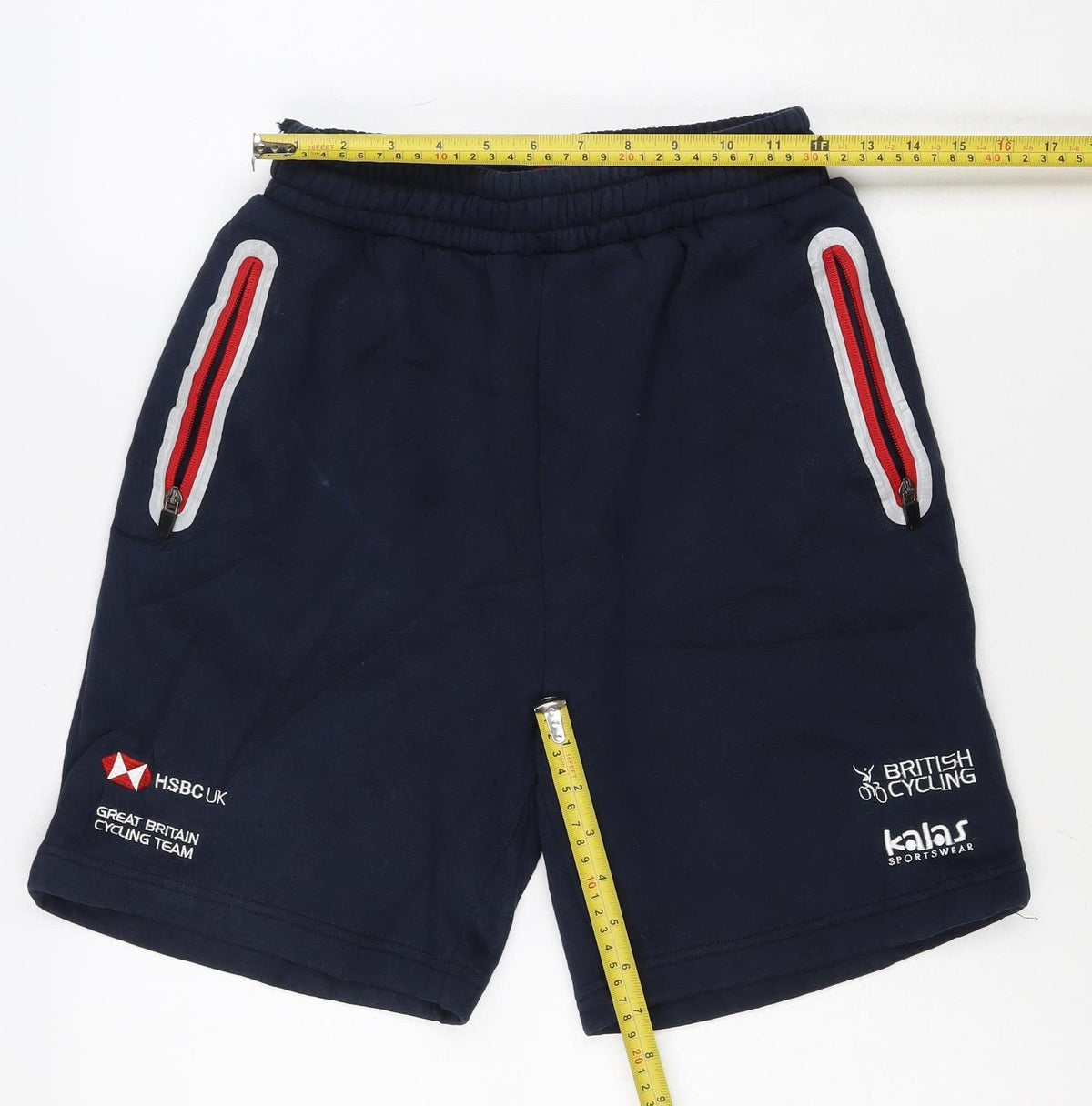 Kalas Men’s Navy S British Cycling Team Sweat Shorts Zip Pockets