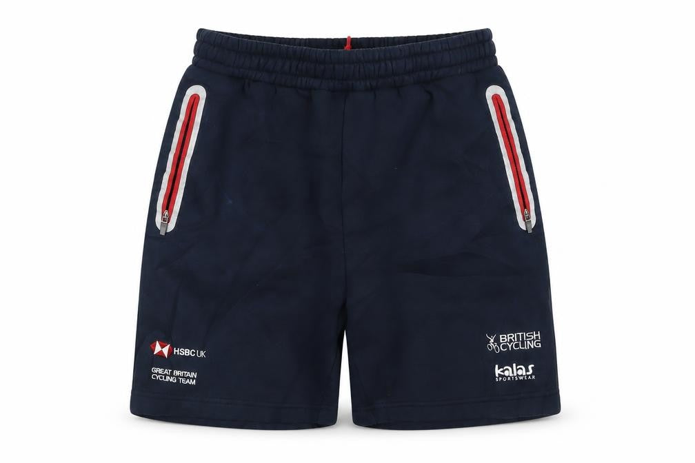 Kalas Men’s Navy S British Cycling Team Sweat Shorts Zip Pockets