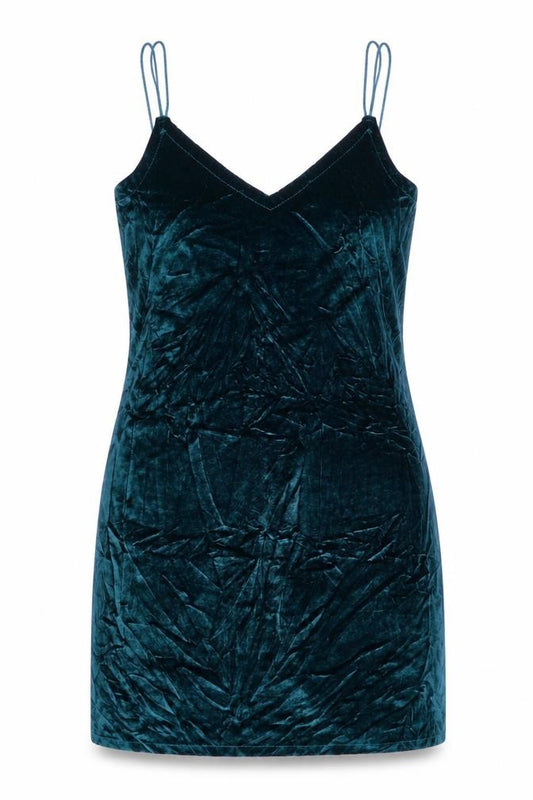 Pull&Bear Women’s Green S Velvet Bodycon Knee Length Strappy Dress