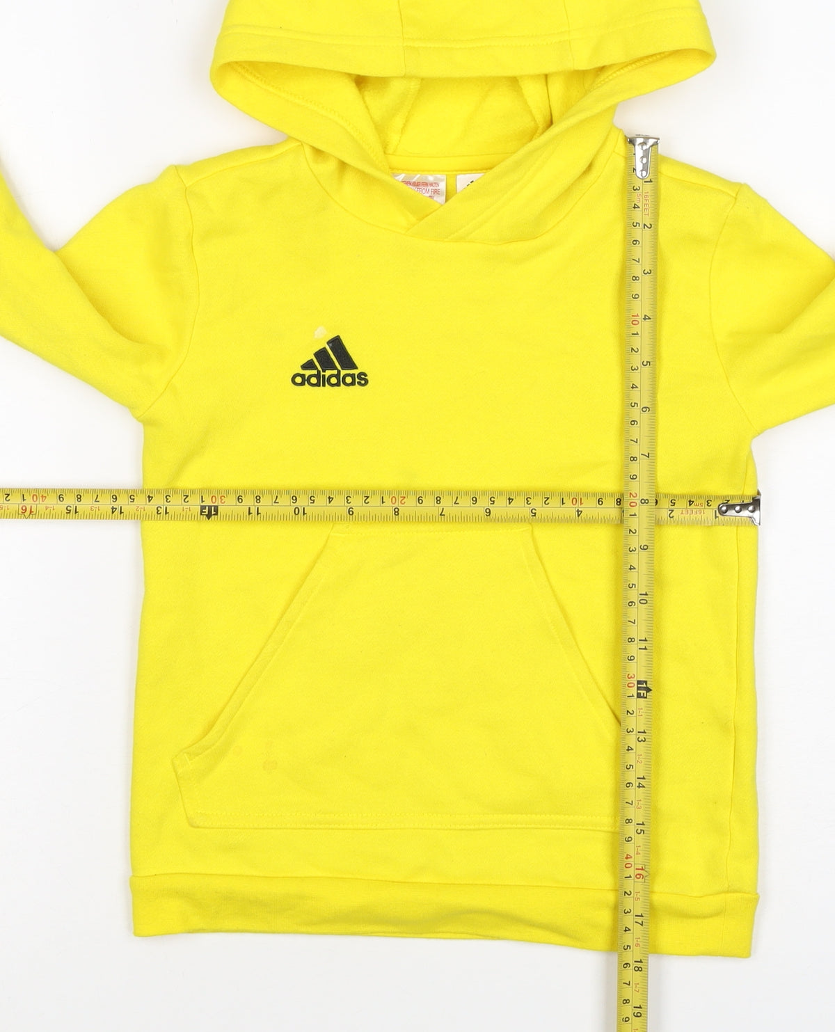 Adidas Boys Yellow Pullover Hoodie 7-8 Years Logo Pocket